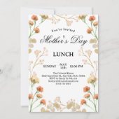Dainty Wildblumen Weißes Muttertagsessen Einladung (Vorderseite)