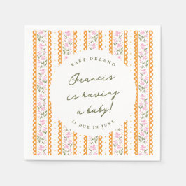 Dainty Wildflower Stripes Baby Shower Due Date Serviette