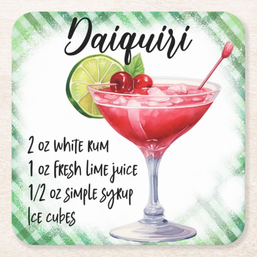 Daiquiri Rechteckiger Pappuntersetzer (Vorderseite)