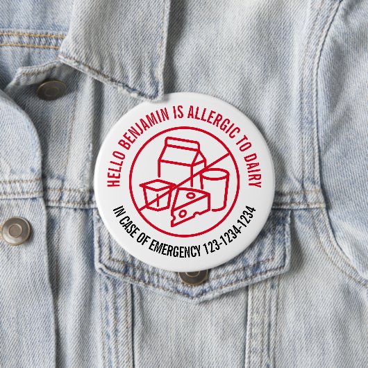 Dairy Allergy Abzeichen Button (Beispiel)