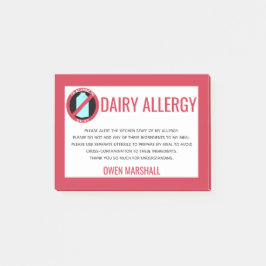 Dairy Allergy Alert Restaurant Koch Custom Post-it Klebezettel