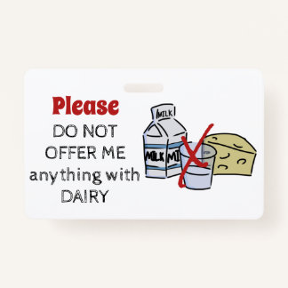 Dairy Allergy Badge - Customize Emergency Info Ausweis