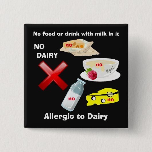 Dairy Allergy Button für Lebensmittelallergien (Vorderseite)