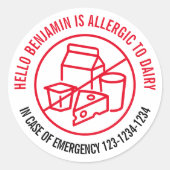 Dairy Allergy Runder Aufkleber (Vorderseite)