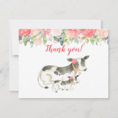 Dairy Cow Floral Peony Danke, dass Sie Notizen Einladung (Vorderseite)