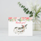 Dairy Cow Floral Peony Danke, dass Sie Notizen Einladung (Stehend Vorderseite)