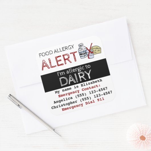 Dairy Food Allergy Quadratischer Aufkleber (Umschlag)