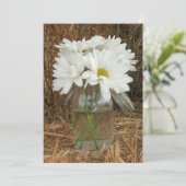 Daisien in Mason Jar Hay - Land / Braun Hochzeit Einladung (Stehend Vorderseite)