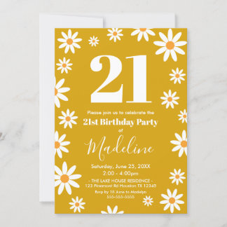 Daisies 21 Birthday Party Invitation Einladung