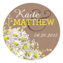 Daisies and Burlap Wedding Label