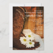 Daisies and Cowboy Boots Western Probe Dinner Einladung (Vorderseite)