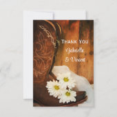 Daisies and Cowboy Boots Western Wedding Vielen Da Dankeskarte (Vorderseite)