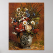 Daisies and Peonies in Blue Vase Poster (Vorne)