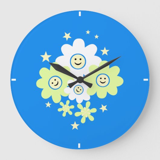 Daisies and Stars Große Wanduhr (Vorderseite)