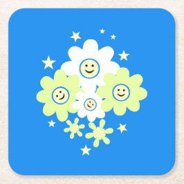 Daisies and Stars Rechteckiger Pappuntersetzer