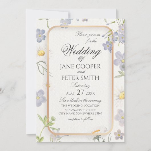 Daisies and wildflowers floral Wedding Invitation Einladung (Vorderseite)