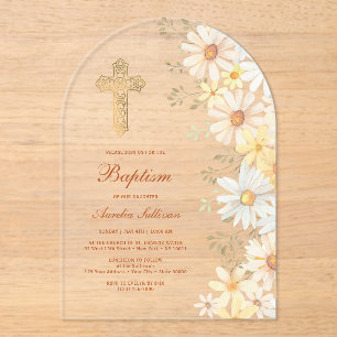 Daisies Arch Baptisse Acryleinladungen