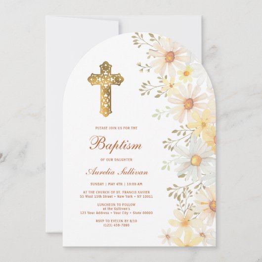 Daisies Arch Baptisse Einladung (Vorderseite)