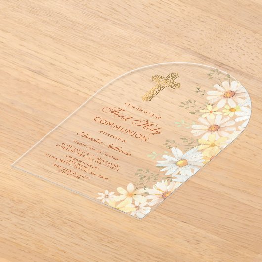 Daisies Arch First Communion Acryleinladungen (Ablage )