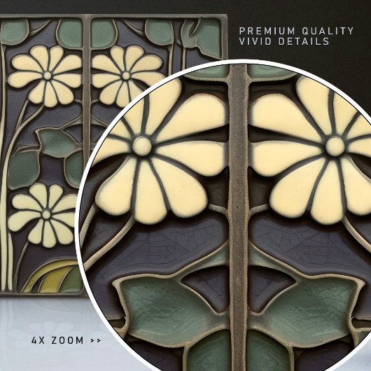 Daisies Art Deco Florale Wand Deco, Deco dekoriert Fliese