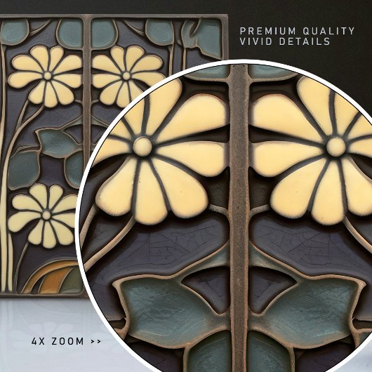 Daisies Art Deco Florale Wand Deco, Deco dekoriert Fliese