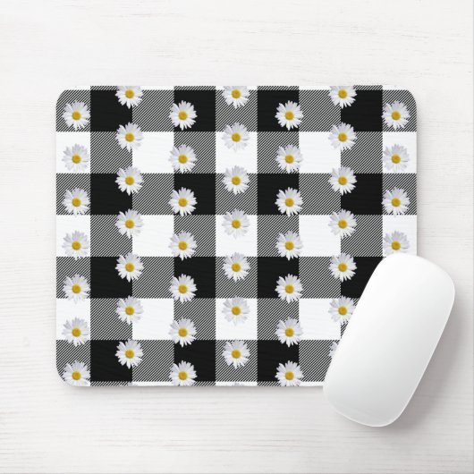 Daisies auf Buffalo Kariert Mouse Pad Mousepad (Mit Mouse)