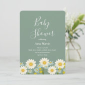 Daisies Baby Shower Einladung (Stehend Vorderseite)
