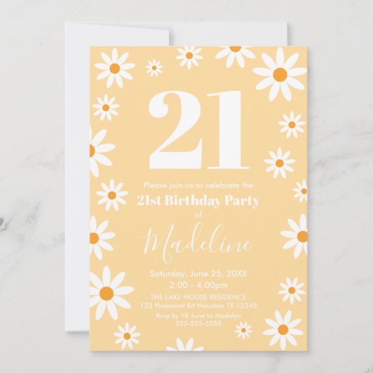 Daisies Birthday Party spring Invitation Einladung (Vorderseite)