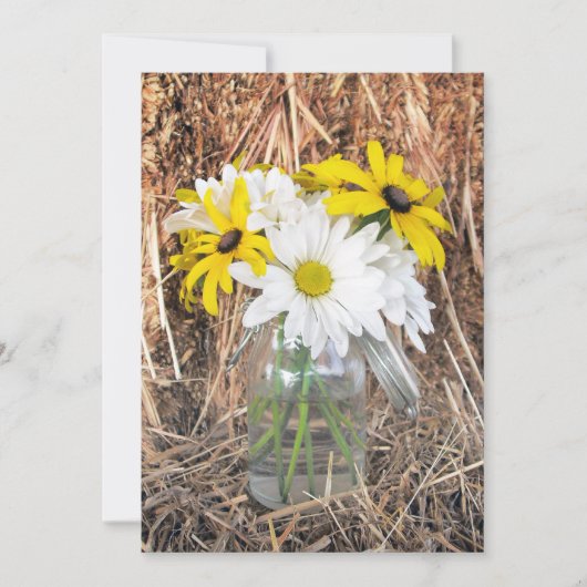 Daisies Black Mit Augen Susans & Hay Wedding Einla Einladung (Vorderseite)
