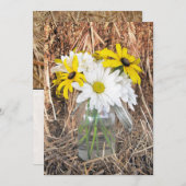 Daisies Black Mit Augen Susans & Hay Wedding Einla Einladung (Vorne/Hinten)