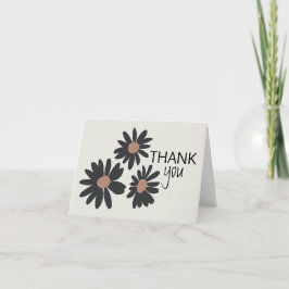 Daisies Black Pink Floral Pattern Dankeskarte