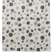 Daisies Black Pink Floral Pattern Duschvorhang (Vorderseite)