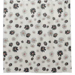 Daisies Black Pink Floral Pattern Duschvorhang