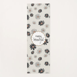 Daisies Black Pink Floral Pattern Yogamatte