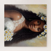 Daisies Black Woman Floral Art Puzzle (Horizontal)