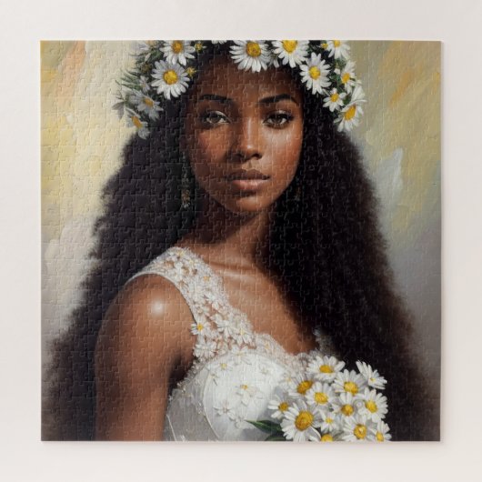 Daisies Black Woman Floral Art Puzzle (Vertikal)