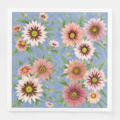 Daisies Blau und Rosa Blumenmuster Botanisches Kun Serviette (Vorderseite)