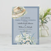 Daisies & Blue Denim Rustic Wedding Einladung (Stehend Vorderseite)