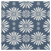 Daisies Blue White Pattern Stoff (Nahaufnahme)