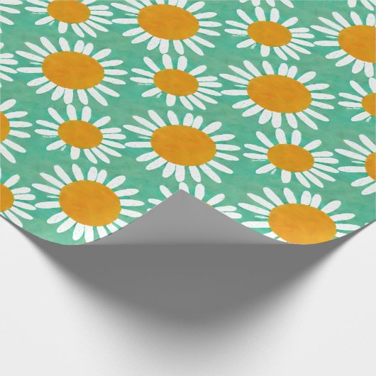 Daisies Boho Folk Art Inspiriert Geschenkpapier (Ecke)