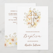 Daisies Bouquet Taufe Einladung (Vorne/Hinten)