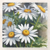 Daisies Bunch Blume Elegante Wasserfarbe Glasuntersetzer (Vorderseite)