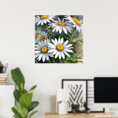 Daisies Bunch Blume Elegante Wasserfarbe Poster (Heimbüro)