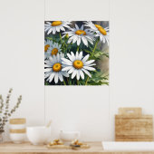 Daisies Bunch Blume Elegante Wasserfarbe Poster (Küche)