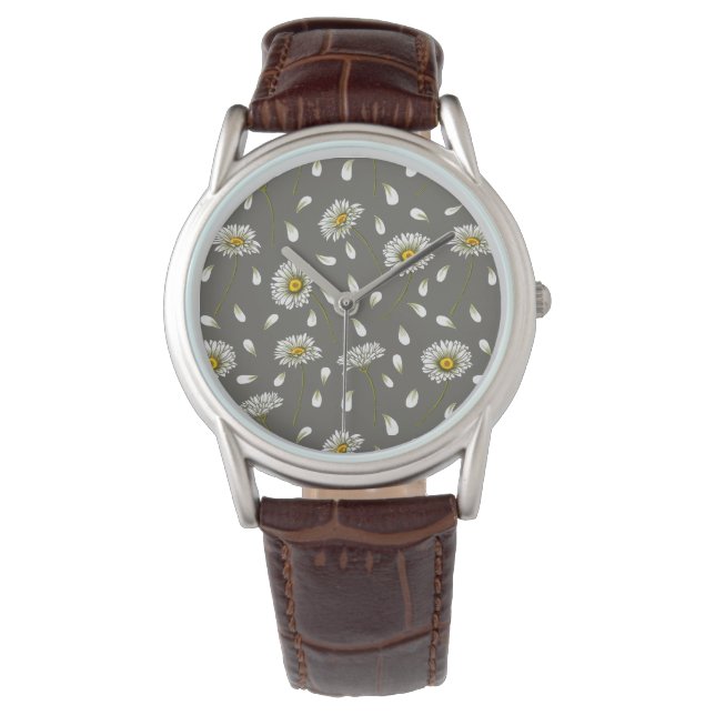 Daisies chic pattern armbanduhr (Vorderseite)