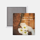 Daisies Cowboy Boots Western Wedding Save the Date Magnet (Vorderseite/Rückseite)