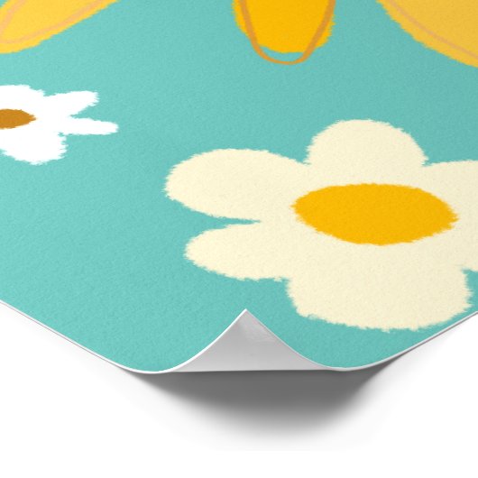 Daisies Daisy Blume Retro Art Poster (Ecke)