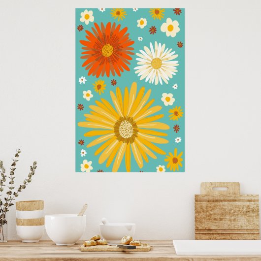 Daisies Daisy Blume Retro Art Poster (Küche)