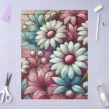 Daisies Daisy Pink White Blauer Dekoupage
