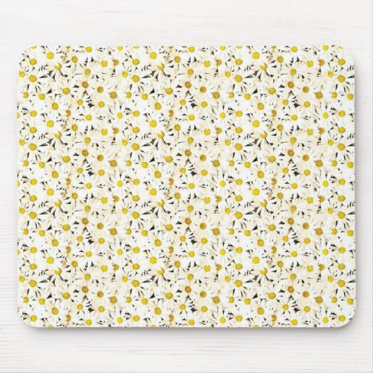 Daisies Elegantes modernes gelbes weißes Template Mousepad (Vorne)